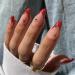 BABALAL French Tip Press on Nails Medium Almond Fake Nails Red Glue on Nails Rhinestone Acrylic Nails 24Pcs Glossy Stiletto Manicure Artificial False Nails Press on FNW14