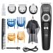 BarberBoss 3 in 1 Facial Grooming Kit Hair Detail & Beard Trimmer Men s Hair Clipper Precision Control Dial 4 Guide Combs USB Rechargeable LED Display 100% Waterproof QR-6086