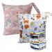 Wet Dry Bag 2 PCS Baby Wet Dry Bag Baby Reusable Diaper Wet Bag Cute Wet Dry Bags Washable Wet Clothes Bag with Handle Water Resistant Wet Clothes Bags Waterproof Reusable Wet Laundry Bag