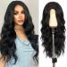 Wigoddess Long Black Wavy Wigs Synthetic Lace Front Wigs for Black Women Middle Part Long Wavy Black 150% Density Wigs Natural Looking Realistic Synthetic Heat Resistant Fiber Wig for Daily Party Use 26 Inch 26 Inch Natu...