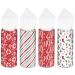 HUNKEN Christmas Round Car Tissue Holder - Festive Bulk Facial Tissues Holiday Decor for Cup Holders - Set of 4 Decorative Cylinders (Snowflakes Ho Ho Ho Candy Cane Stripes Holiday Icons) 4 Pcs