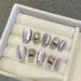 Purple Handmade Nail Patches Satin Cat's Eye Nails Art Nail Patches Detachable Manicure Patches Fake Nails(XS)