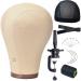 23 Inch Wig Head Cork Canvas Mannequin Head with Stand for Wigs Making With Mount Hole (Cork Head+Wig Stand+Wig Cap+T-Pins)