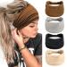 4 pieces of frontal ligaments women women wide hair band hair tires for girls boho knot elastic running yoga head wrap hair straps elastic hair accessories single-color-1
