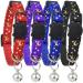 Upgraded Version - Cat Collar Stars and Moon, 4-Pack, Reflective with Bell, Solid & Safe Collars for Cats, Nylon, Kitty Collars, Pet Collar, Breakaway Cat Collar, Free Replacement Black, Red, Blue, Purple