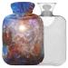 Naanle colorful hot water bottle with cover galaxy fog transparent hot water bottle hand feet heat bottle for pain relief heat and cold therapy 1 l