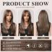 EMMOR Brown Long Layered Wig with Curtain Bangs - Heat Resistant Synthetic Fibre (Brown with Grey Highlight) - Buy Online on GoSupps.com
