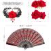 DRESHOW Rose Flower Hair Clip Embroidered Folding Fan Earrings Set Hair Accessories for Women Flamenco Dancer Set-F01UK Red - Buy Online on GoSupps.com