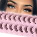 False Eyelashes 3D Natural Lashes Clear Band Fake Lashes Wispy Faux Mink Lashes Pack 14mm Volume Cat Eye Eyelashes by Calphdiar Cat Eye Pack