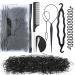 1006 Pcs Hair Loop Tool Set with 2 Topsy Tail Hair Tools 1 Ponytail Cutter Remover 1 Metal Pin Rat Tail Comb for Hair Styling 2 Hair Braiding Tool 1000 Black Rubber Bands for Women Black-B