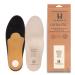 HANDARTE Genuine Leather Orthotic Insoles for Flat Foot Arch Support - Orthopedic Vegetable Tanned - Odor Eater Natural Padded Latex Foam with Keychain Gift (US W9.5/M8 | EU41)