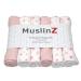 MuslinZ 6pk Baby Muslin Squares Burp Cloths Dribble Cloth Breastfeeding Cover 70x70cm 100% Pure Cotton Absorbent & Breathable (Pink Star)
