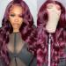 99j Burgundy Lace Front Wigs Human Hair 13x4 Lace Front Wigs Human Hair 180% Density Body Wave Lace Front Wigs Human Hair Glueless Wigs for Black Women Pre Plucked HD Lace Wine Red Wig Bleached Knots with Baby Hair (22 I...