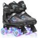 Hikole Roller Skates for Girls and Boys,4 Size Adjustable Kids Roller Skates with 8 Light Up Wheels,Toddler Skates for Outdoor & Indoor Black M(13C-3Y US)