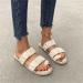 MisFun Bunion Sandals - Comfortable Peep Toe Double Strap Sandals for Women - Correct Bunion Pu Bohemian Style - Flat Heel Flip Flops 6 Beige - Buy Online on GoSupps.com