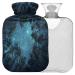 NAANLE hot water bottle with cover galaxy tree of life Transparent hot water bottle heat bottle for back pain relief neck handle heat and cold therapy 2l