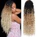 Xtrend 18 inches art curly hair with curly hair in the middle and at the ends 8 packs with 14 strands/pre -attracted package 3 colors Messy boho false Locs hair extensions 1b27613#
