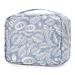Travel Hanging Toiletry Wash Bag Makeup Cosmetic Organizer for Women Waterproof (Blue Leaf)