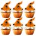 18pcs Gold Glitter Spider Witch Hat Dessert Cupcake Topper Halloween Carnival Theme Decorations Boy Girl Man Woman Happy Birthday Weeding Anniversary Party Decor Supplies