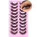 Fake Eyelashes Cat Eye Lashes Wispy Natural Look with Clear Band False Eyelashes that Look Like Extensions Soft Handmade Reusable Faux Mink lashes