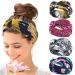 KAVYA Wide Headbands for Women's Hair Headband Soft Head Bands Adult Women Hairband Turban Flower Cotton Head band Everyday Yoga Sport Fitness Yellow blue white rose