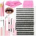 DIY Lash Extension Kit with 280 PCS 9-16mm Length 40D Curl Individual Lashes Clusters and Lash Bond and Seal Glue Remover Eyeliner Mascara Tweezers Lash Applicator Beginner Set