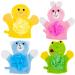 Azure Zone 4 Pack Cartoon Hand Puppet Bath Wash Mitt Towel with Animal Designs for Bath and Shower