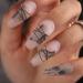 Blufly Matte Ombre Black Press on Nails - Extra Long Square Coffin Fake Nails for Women and Girls | Geometric Flower Stripe Gradient Acrylic Ballerina False Nails - Buy Online on GoSupps.com