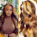 BEANATASHA 13x4 Highlight Ombre Lace Front Wig Human Hair 18 Inch 180% Density Body Wave Lace Front Wigs Human Hair P4/27 Star Popular Pre Plucked Glueless Colored Full And Thick(18) 18 Inch P4/27 wigs