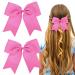 Sibba pink hair loop clip hair clips for women girls 2 pieces 20.3 cm large single -color loops hairpin with a long silky satin tail large slides French accessories for birthday party 2 pieces - pink