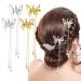 WLLHYF 4Pcs Silver Butterfly Hair Clips with Tassel - Elegant Hair Barrettes for Women, Perfect for Bride Wedding - Head Pieces Hair Accessories - Buy Online on GoSupps.com