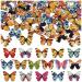 200Pcs Wooden Butterfly Buttons for Crafts, DIY Vintage Wood Butterfly Cute Animal Buttons for Sewing 1 Inch Colorful 2 Holes Small Cartoon Decorative Buttons for Crafts Clothes Accessories Butterfly Shape