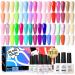 BORN PRETTY Gel Nail Polish Kit 39PCS Neon Gel Nail Polish Set Summer Candy Color Gel Polish Set Nude Pink Yeallow Green Blue Glitter Gel Polish Nail Art Gifts Collection 39pcs gel polish set