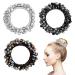 Lusofie 3Pcs Rhinestone Hair Ties Crystal Hair Ties Elastic Hair Scrunchies Pearl Hair Ropes Bead Ponytail Holders Hair Accessories for Women and Girls