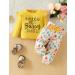 Puseky Toddler Baby Girls Cute Letter Print Long Sleeve Shirt Floral Pant Outfit Set 4-5 Years Yellow + Floral - Buy Online on GoSupps.com