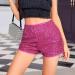 Duohropke Women's Metallic Hot Pants Glitter Sequins High Waist Shorts for Dance Disco & Carnival - Hot Pink - Buy Online on GoSupps.com