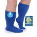 4 Pairs Wide Diabetic Socks for Swollen Feet Lymphedema Socks Wide Calf Socks Loose Fit Socks Non-Binding Socks Edema Socks Hospital Cast Socks Diabetic Socks for Men Women-Blue One Size 4 Pairs Blue