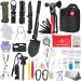 Survival kit 163 in 1 emergency equipment survival military high quality equipment with knife I flashlight first aid kit outdoor equipment for hiking & camping survival package survival equipment 163 in 1- black