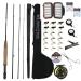 Wild Water Deluxe Fly Fishing Combo Starter Kit, 7-Foot Pole, 4-Piece Fly Rod Kit, 3/4 Weight, Fishing Accessories, Includes Die cast Aluminum Reel and Hard Tube Case with Pouch, Fly Box and Flies