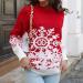 Shop Women's Oversized Reindeer Pattern Christmas Sweater - Cozy Round Neckline & Roll Collar - Ugly Christmas Sweater for Holiday Cheer - Buy Online on GoSupps.com