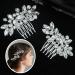 Bridal Bride Hair Accessories Alloy Leaf Hair Pin Wedding Hair Piece Rhinestone Pins for Women Mother of Bride Handmade Comb Silver Hair Accessories for Wedding and Party - Buy Online on GoSupps.com