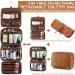 Elviros Hanging Toiletry Bag - Multifunctional Travel Organizer for Men and Women - Water-resistant PU Leather Dopp Kit - Brown - Buy Online on GoSupps.com