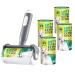 Foyer Nuage lint roll 2 in 1 lint roller and brush lint roll for animal hair with reference lint roll extra sticky lint roller for clothing furniture carpet 300 sheets (1 handle and 5 refill) 1 handle (2 in1) +5 refills