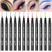 12Pcs Colorful Neon Liquid Eyeliner Pen  Waterproof Smudgeproof Long Lasting Black Felt-Tip Eye Liner Pencil Cat Eye Liner Pen Makeup Set