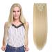 26 inch Long Straight Blonde Hairpiece Extension 8pcs Clip in Hair Extensions Hair Pieces 100% Synthetic For Full Head Bleach Blond 26 Inch Straight #Bleach Blond-2