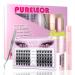 Lash Clusters DIY Eyelash Extension Kit with Bond Seal Lash Applicators Individual Lashes Remover Kit Soft False Lashes for Personal Use at Home 10-16mm Cloudy Kit