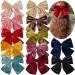 12 Pack Velvet Hair Bows Clips Girls 8Inch Big Large Velvet Bows French Hair Barrettes Vintage Accessories for Teens Girls Women