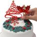 Merry Christmas Cake Decoration topper Yule Log Cupcake Toppers 3 Piece Gold silver red Leaf Holly Set (3 set red holly) - Buy Online on GoSupps.com