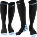 Cambivo compression stockings women and men 2 pairs compression socks support stockings for running sports flight travel cycling L-XL black & blue