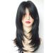 Long Layered Multicolor Shoulder-Length Wig - Synthetic Hair for Women (Black) - Buy Online on GoSupps.com